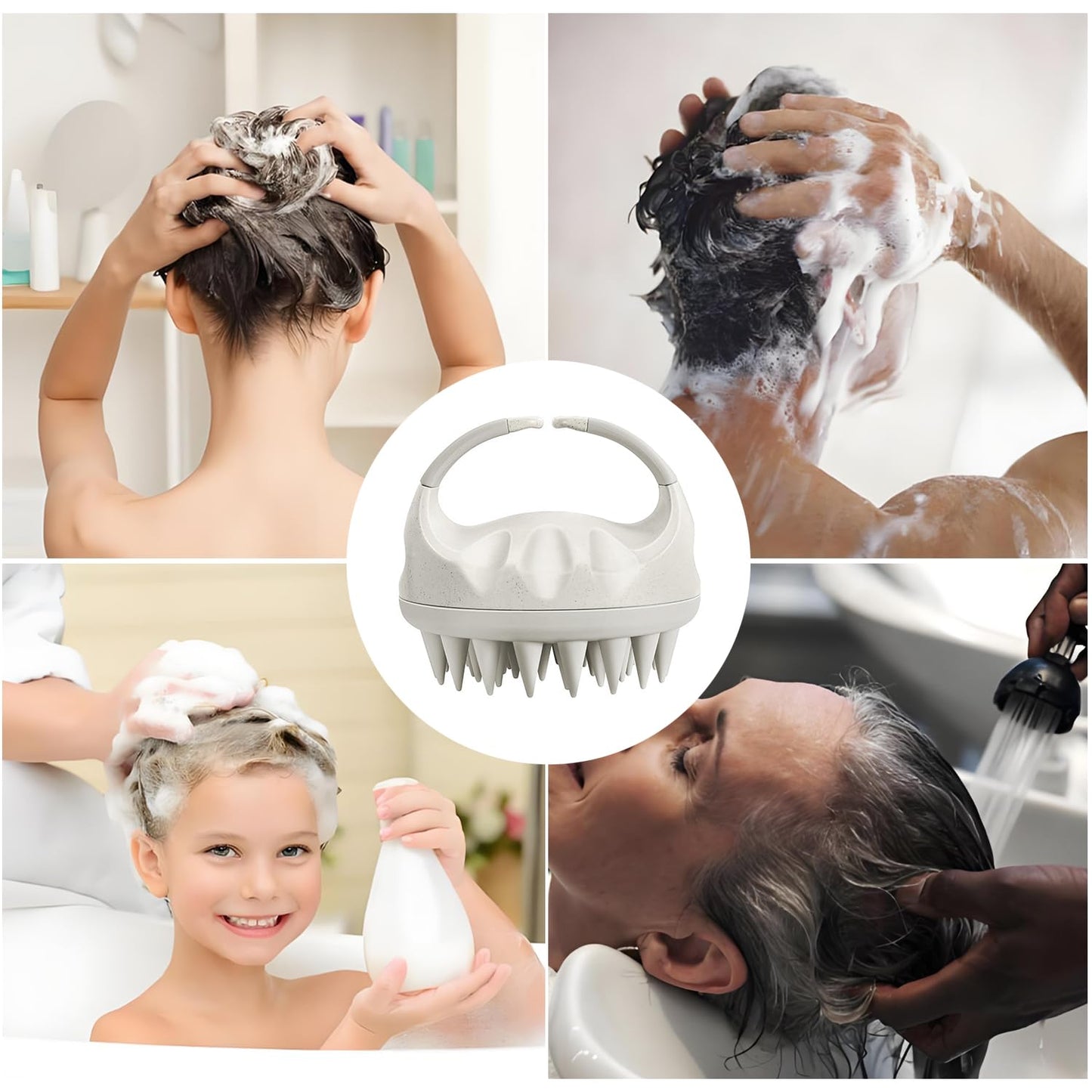 Scalp Massager Shampoo Brush, Scalp Scrubber with Soft Silicone Bristles, Scalp Exfoliator Brush for Wet and Dry Hair (Creamy White)