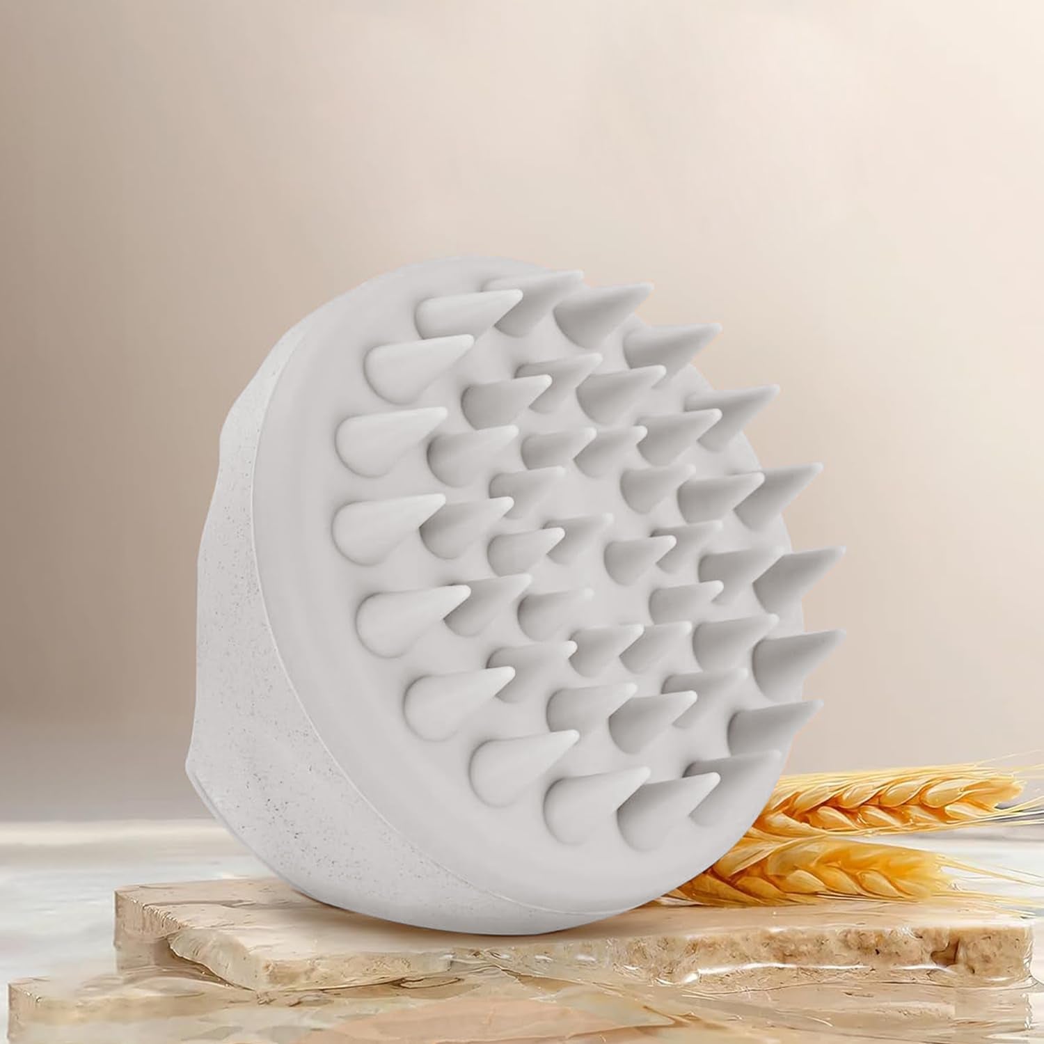 Scalp Massager Shampoo Brush, Scalp Scrubber with Soft Silicone Bristles, Scalp Exfoliator Brush for Wet and Dry Hair (Creamy White)