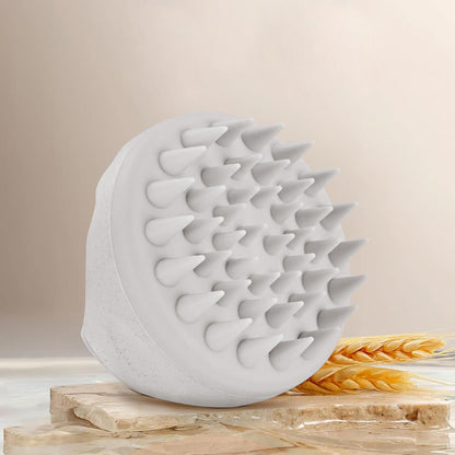Scalp Massager Shampoo Brush, Scalp Scrubber with Soft Silicone Bristles, Scalp Exfoliator Brush for Wet and Dry Hair (Creamy White)