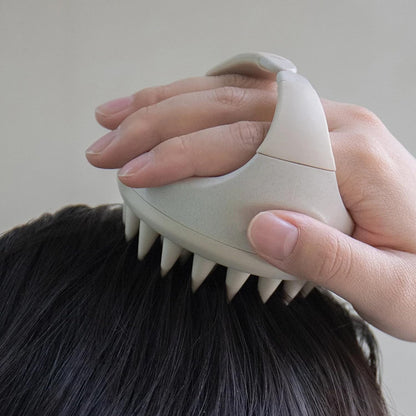 Scalp Massager Shampoo Brush, Scalp Scrubber with Soft Silicone Bristles, Scalp Exfoliator Brush for Wet and Dry Hair (Creamy White)